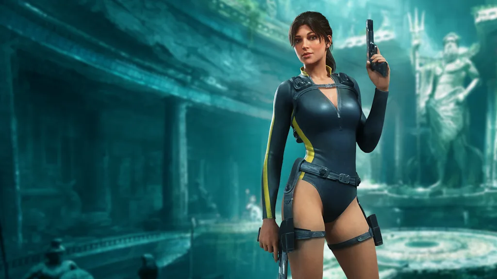 Official Tomb Raider Legacy of Atlantis image of Lara Croft wearing the Mediterranean Wetsuit Outfit